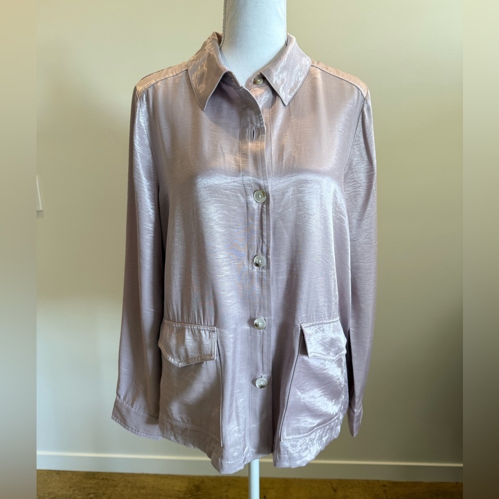 Current Air Clemence Shimmer Button Down Shirt Size Medium Minimalist Tailored